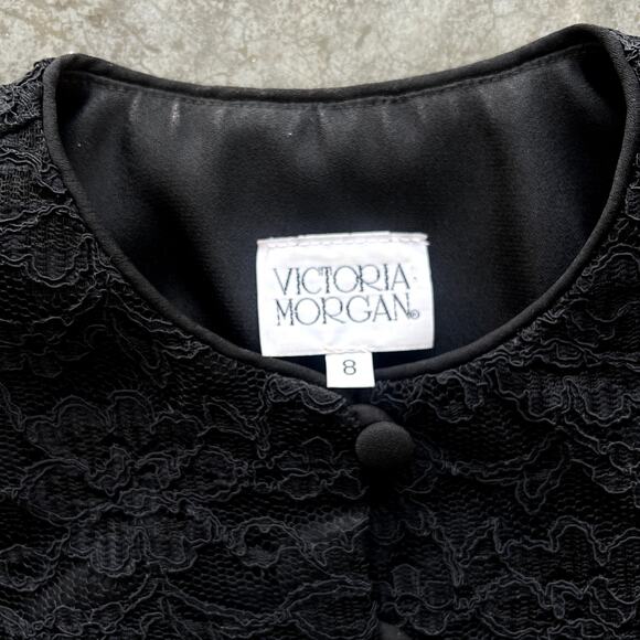Victoria Morgan Vintage Black Lace Blouse 8 Mob Wife Whimsigoth Evening Top - Picture 4 of 9